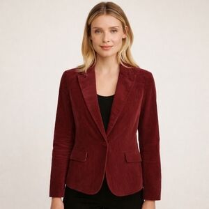 Jones New York Burgundy Blazer Classic Tailored, Preppy, Old Money, Academia